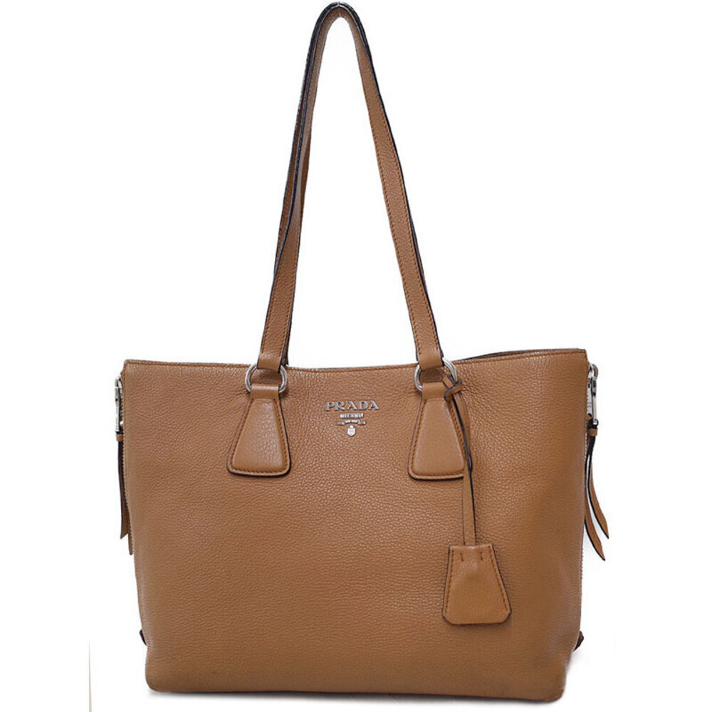 Prada Vitello Phenix Side Zip Shopper Tote brown pebbled leather - Picture 1 of 9